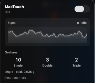 MacTouch header and waveform panel